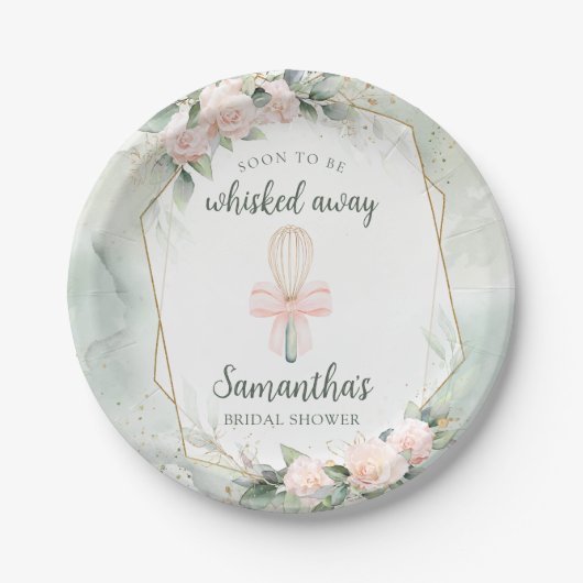 もうすぐウィスキッ遠くにクピンクフローラブライダルシャワー ペーパープレート (正面)