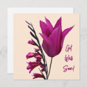 もうすぐピンクかわいらしチューリップ花フローラかわいい シーズンカード (正面/裏面)