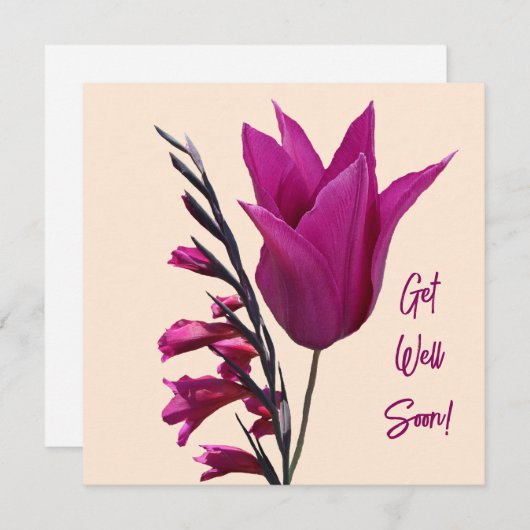 もうすぐピンクかわいらしチューリップ花フローラかわいい シーズンカード (正面/裏面)