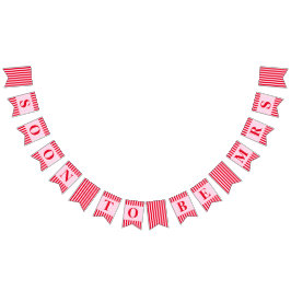 もうすぐミセス・レトロ・レッド&ピンクストライプズ バンティングフラッグ