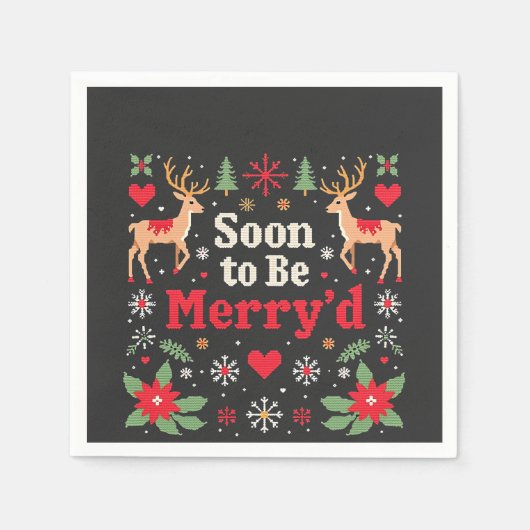 もうすぐメリークリスマスおもしろいのカップル スタンダードカクテルナプキン (正面)