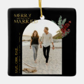 もうすぐメリークリスマスに結婚したなる日付を保存する セラミックオーナメント (正面)
