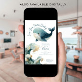 もうすぐ会うね クジラ 海 白 ベビーシャワー 招待状