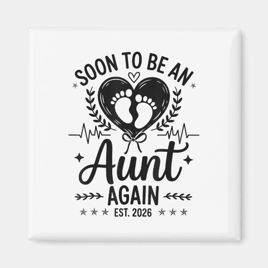 もうすぐ叔母に！ 2026年出産予定 妊娠発表 マグネット (正面)