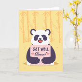 もうすぐ可愛いパンダのクマの挨拶 カード (黄色い花)