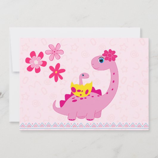 もうすぐ恐竜の母の赤ちゃんシャワーを孵化する女の子だ 招待状 (裏面)