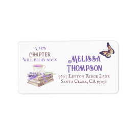 もうすぐ新しい章が始まる ラベンダー ブックス ベイビー シャワー ラベル