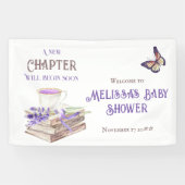 もうすぐ新しい章が始まる ラベンダー ブックス ベイビー シャワー 横断幕 (横)