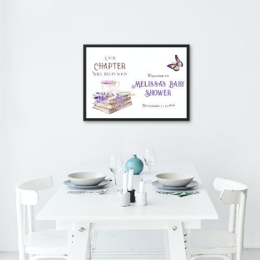 もうすぐ新しい章が始まる ラベンダー ブックス ベイビー シャワー 横断幕