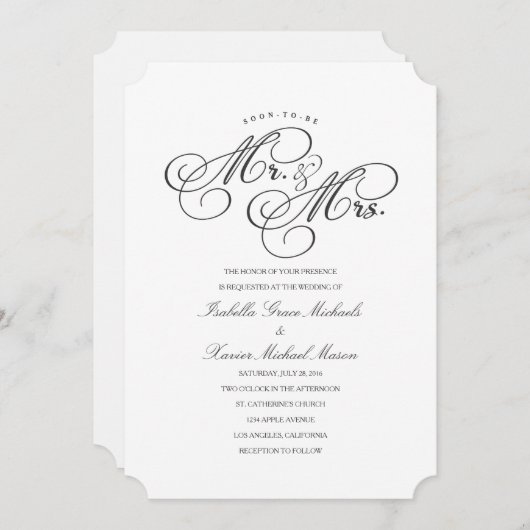 もうすぐ来るミスター&ミセス | 結婚式招待状 招待状 (正面/裏面)