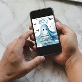 もうすぐ生まれるブルーのゴーストくんのベイビーシャワー 招待状