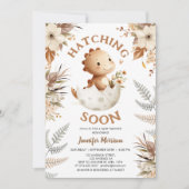 もうすぐ生まれる！恐竜のベイビーシャワー ボホ ニュートラル 招待状 (正面)