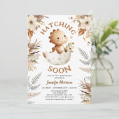 もうすぐ生まれる！恐竜のベイビーシャワー ボホ ニュートラル 招待状 (スタンド正面)