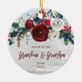 もうすぐ祖母になり、おじいちゃんパーソナライズされたフローラ セラミックオーナメント (正面)