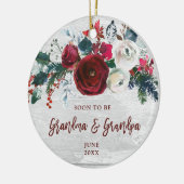 もうすぐ祖母になり、おじいちゃんパーソナライズされたフローラ セラミックオーナメント (左)