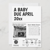 もうすぐ赤ちゃん ヴィンテージ新聞 ベイビーシャワー 招待状 (裏面)