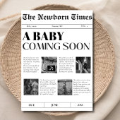 もうすぐ赤ちゃん ヴィンテージ新聞 ベイビーシャワー 招待状