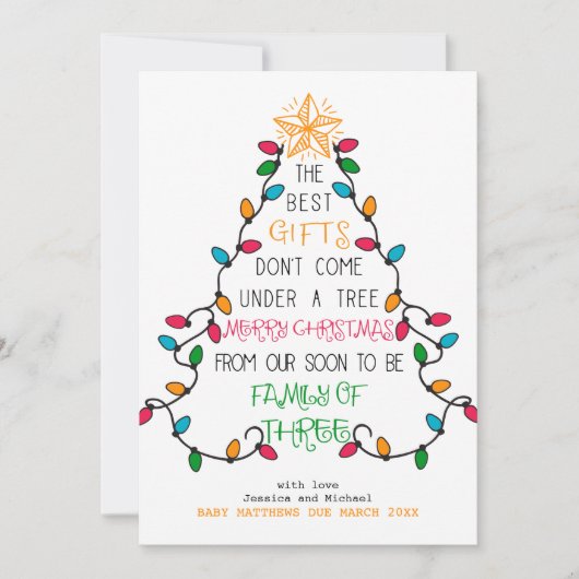 もうすぐ3つのクリスマス妊娠の家族 シーズンカード (正面)