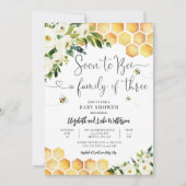 もうすぐ3人の赤ちゃんシャワーの家族になる 招待状 (正面)