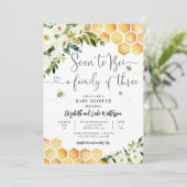 もうすぐ3人の赤ちゃんシャワーの家族になる 招待状 (スタンド正面)
