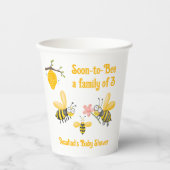 もうすぐ3人の赤ちゃんシャワーの家族になる 紙コップ (正面)
