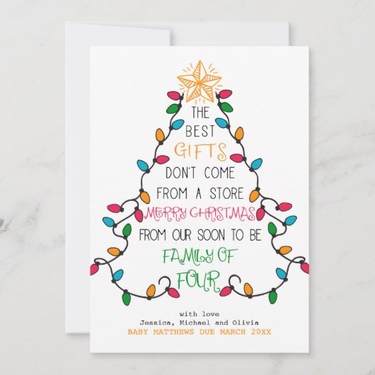 もうすぐ4つのクリスマス妊娠の家族になる シーズンカード (正面)