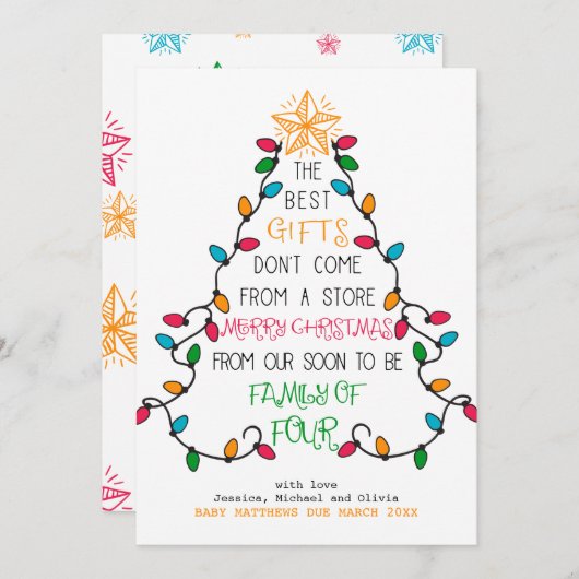 もうすぐ4つのクリスマス妊娠の家族になる シーズンカード (正面/裏面)