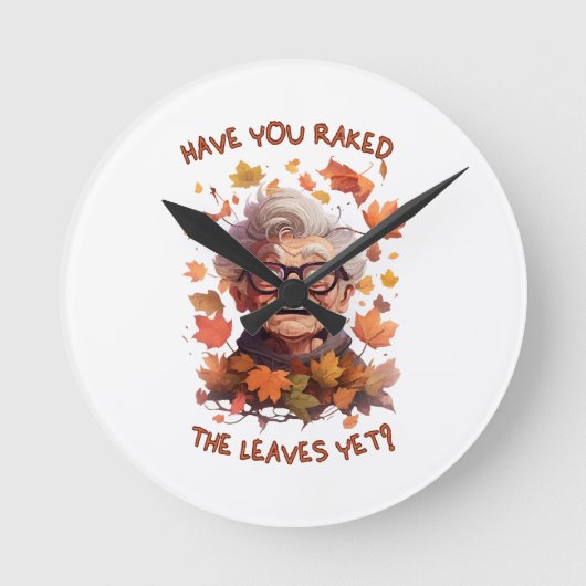 もうを葉盗んだ ラウンド壁時計 (正面)