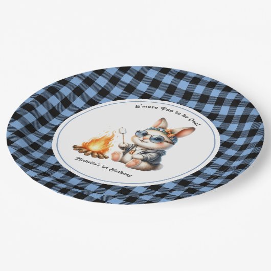 「もう一つのおもしろいになろう！」 バニーキャンピング1st誕生日 ペーパープレート (アングル)