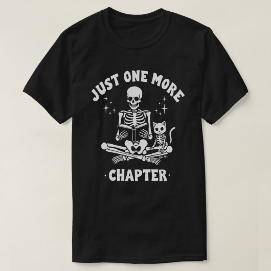 もう一つのチャプターSkeleton & Cat Book Lover Tシャツ (デザイン正面)