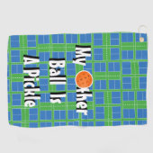 もう一つのボールはピクルブルーのピクレボールコート ゴルフタオル (横)