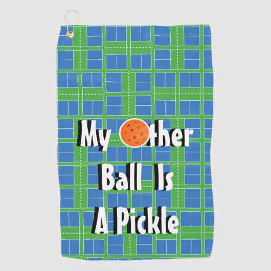 もう一つのボールはピクルブルーのピクレボールコート ゴルフタオル (正面)