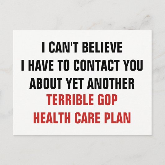 もう一つの恐ろしいGOP医療計画 ポストカード (正面)