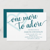 もう一つ崇拝すべき |アクアティール（緑がかった色）ハートベビーシャワー 招待状 (正面/裏面)