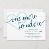 もう一つ崇拝すべき |アクアティール(緑がかった色)ハートベビーシャワー 招待状 (正面)