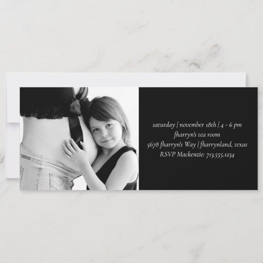 もう一つ崇拝すべき |ブラックハートフォトシャワー 招待状 (裏面)