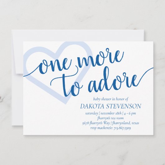 もう一つ崇拝すべき |青クラシック新生児シャワー 招待状 (正面)