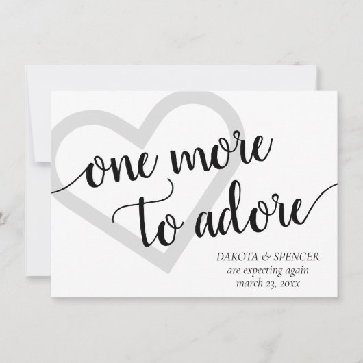 もう一つ崇拝すべき |黒シンプルハート妊娠 案内状 (正面)