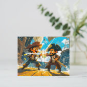 もう一人の海賊と船で戦う小海賊 ポストカード (スタンド正面)