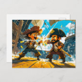 もう一人の海賊と船で戦う小海賊 ポストカード (正面/裏面)