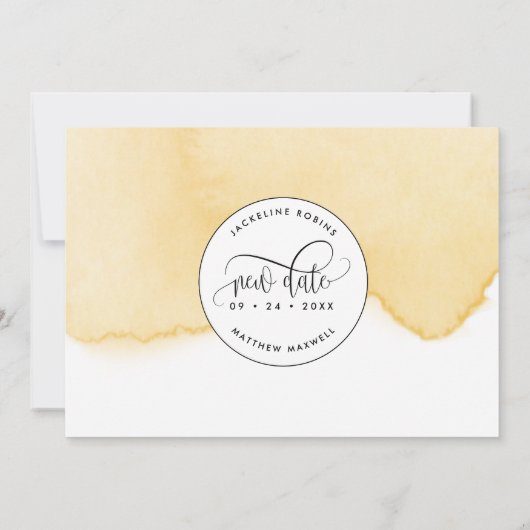 もう一度お試しください。黄色のマリゴールド水彩 セーブザデート (裏面)