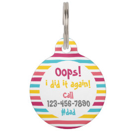 もう一度やった！キャンディを呼おもしろいび出ストライプのす ペット　ネームタグ