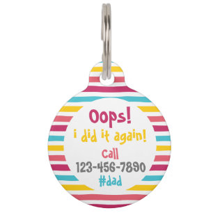 もう一度やった！キャンディを呼おもしろいび出ストライプのす ペット　ネームタグ