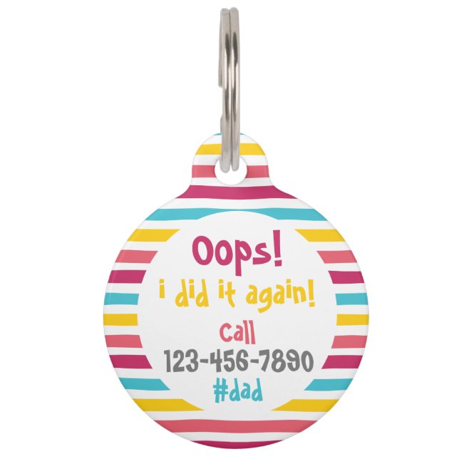 もう一度やった！キャンディを呼おもしろいび出ストライプのす ペット　ネームタグ (裏面)