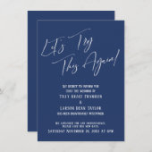 もう一度やってみようネイビー延期結婚カード 招待状 (正面/裏面)