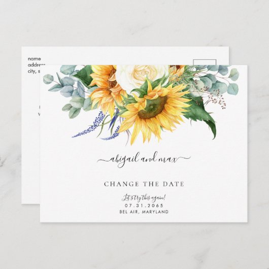 もう一度やってみようヒマワリの日付を変更 案内ポストカード (正面/裏面)