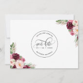 もう一度やってみよう、ブルゴーニュ赤面ピンク結婚ズ セーブザデート (裏面)