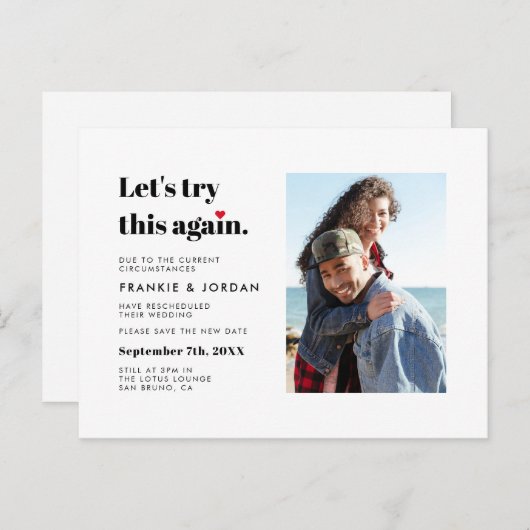 「もう一度やってみよう」|写真の日付を変更 インビテーションポストカード (正面/裏面)