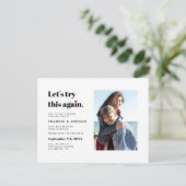 「もう一度やってみよう」|写真の日付を変更 インビテーションポストカード (スタンド正面)