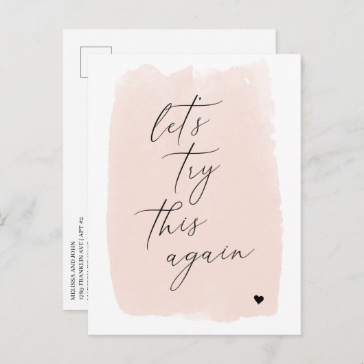 もう一度やってみよう |赤面ピンク書道 案内ポストカード (正面/裏面)